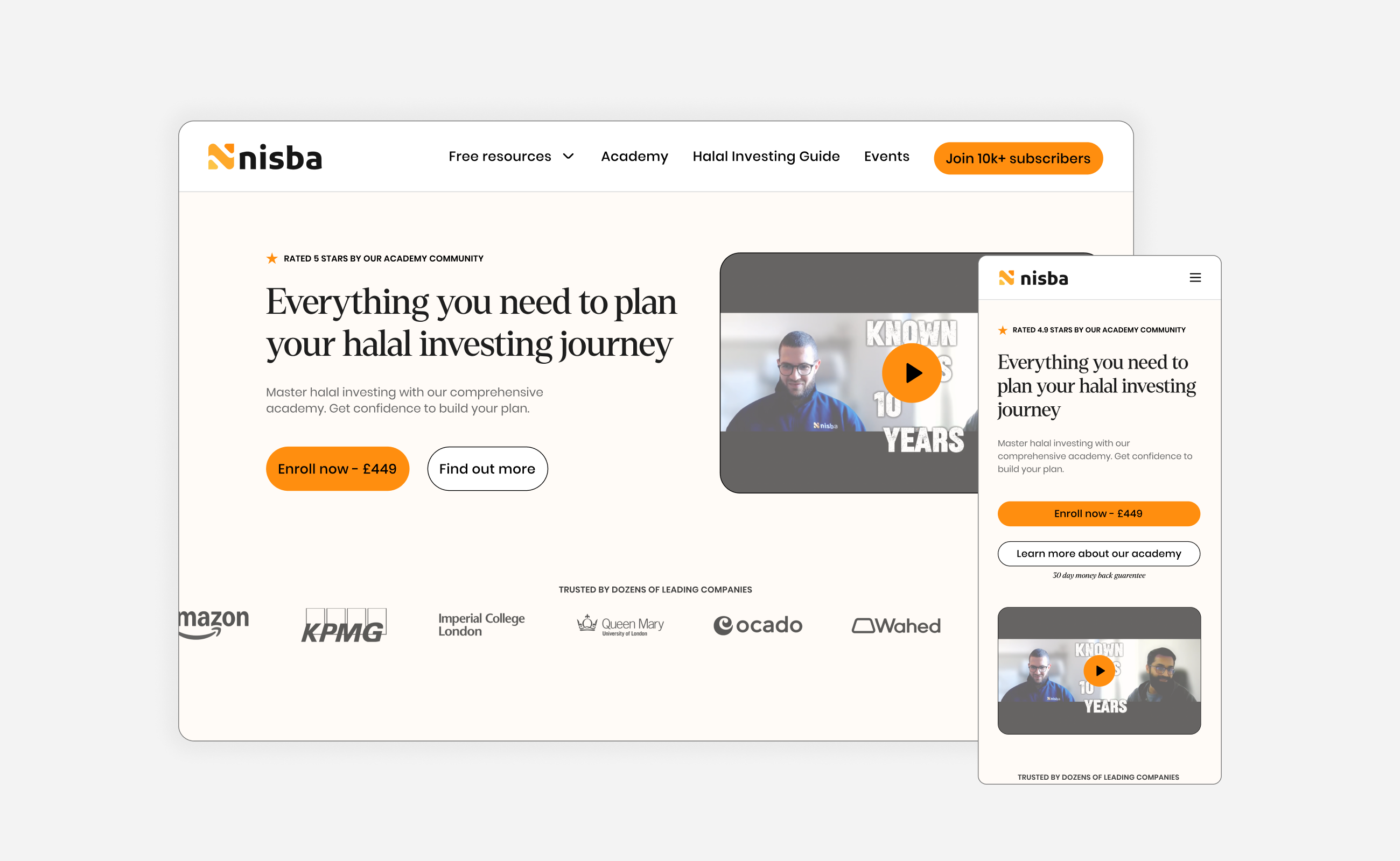 Academy sales page