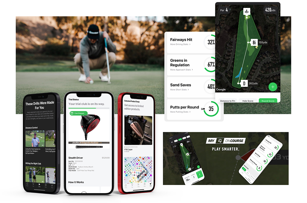 My TaylorMade+ app across course tracking, stats and shop